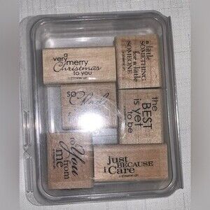 STAMPIN' UP! Best Yet Stamp Set of 6 Rubber Wood Mount Occasion Holiday Greeting